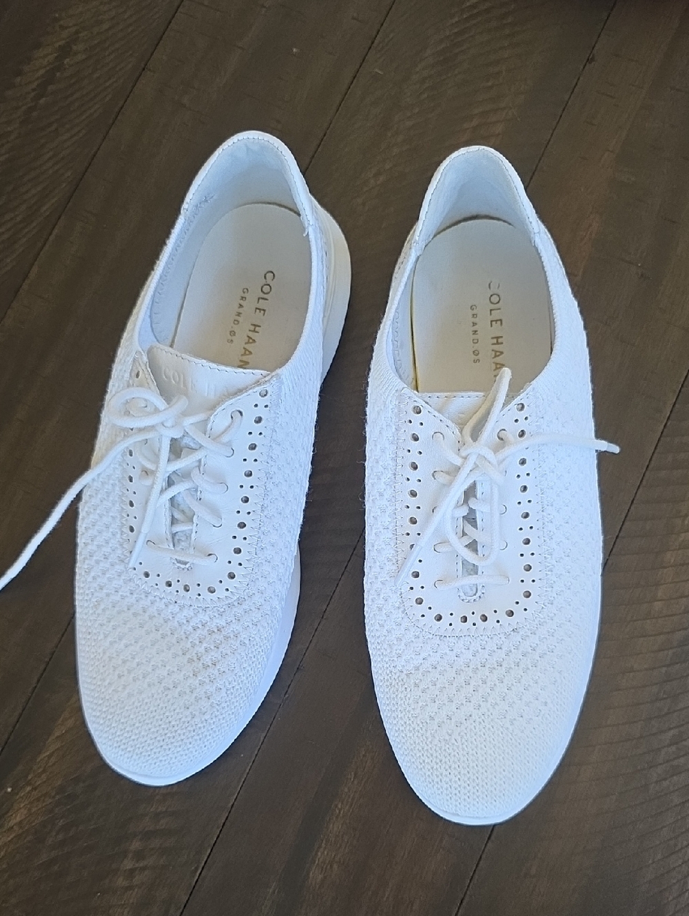 Cole Haan Women's White Knit Lace-Up Sneakers